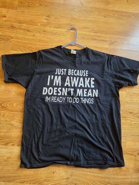 Funny Black Graphic Tee with White Text